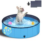 T2Y Dog Pool, 2026 Upgraded Dog Padding Pool, 5mm High-Strength PP Board, Quick to Set Up and Drainage Hole, 39" Thickened Bottom Padding Pools for Small Dogs-100x30CM (Blue)