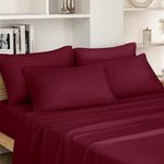 HOMEIDEAS King Size Bed Sheets - 6 Piece Set (Burgundy) - Extra Soft Brushed Microfiber 1800 Bedding Sheets, Maroon Sheets, Deep Pocket, Wrinkle & Fade Free