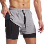 Surenow Mens 2 in 1 Running Shorts 