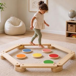 Avenlur Majesty Balance Beam for Kids - Toddler Stepping Stones and Connectors - Waldorf and Montessori Balance Board for Kids Ages 2 to 8 Years Old - Gymnastic Baby Obstacle Course