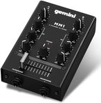 Gemini Sound MM1 Professional Audio 2-Channel Dual Mic Input Stereo 2-Band Rotary Compact DJ Podcast Mixer with Cross-Fader and Individual Gain Control