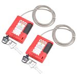 RealPlus Lockout Tagout Cable Lock, Integrated Cable and Padlock Design with 2 Keys, 5/32" x 3.3ft Adjustable Steel Cable Lock with Vinyl Coating, Loto Cable for Lock Out Tag Out (Pack of 2)