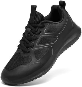ENLEN&BENNA Non Slip Work Shoes Women,Slip Resistant Work Shoes Water Resistant Walking Food Service Sneakers Chef Kitchen(Black,9.5)