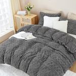 Andency Gray Sherpa Duvet Cover Set King Size, 3 Pieces Fluffy Fuzzy Faux Fur Bedding Comforter Cover, Warm Plush Fleece Shaggy Casual Boho Bed Cover for Winter