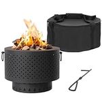 Navaris Outdoor Fire Pit Stove - Smokeless Firepit for Garden, Patio, Balcony - Portable Camping Bonfire with Collapsible Design - Includes Poker and Carry Bag