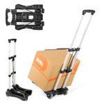 HASTHIP® Small Folding Hand Truck Dolly with 2 Wheels, Aluminum Grocery Trolley, 80lbs Capacity, Foldable Luggage Cart, Folding Hand Truck Portable Luggage Cart for School Travel Office Moving