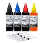 Aomya 400ml Universal Dye Ink Refill Kit for HP Canon Epson Brother Lexmark Printers Compatible Cartridges Refillable Cartridge CISS CIS System 4 Color Set (BK, C, M, Y)