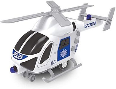 Baby Challenge - Helicóptero de Policía - Vehículo de Intervención - 021169-1/62 - Listo para Rodar - Pilas Incluidas - Vehículo de Fricción - Blanco - Sonoro y Luminoso - Plástico - Desde 3 años
