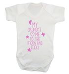 My Grandpa Loves me to The Moon and Back Baby Vest Bodysuit Babygrow Pink