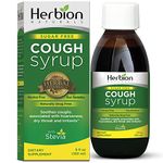 Herbion Naturals Sugar-Free Cough Syrup with Stevia, Helps Relieve Cough and Soothes Sore Throat, for Adults and Kids 6 Months and Above, 5 FL Oz