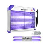 ASPECTEK 20W Heavy Duty Bug Zapper, High-Voltage Electric Mosquito and Fly Killer, Indoor and Covered Outdoor Gnat Control for Patio, BBQ and Farm, Includes 2 Bonus UV Bulbs - Purple