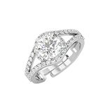 CLARA Pure 925 Sterling Silver Classic Solitaire Finger Ring with Adjustable Band | Gift for Women Girls Wife Girlfriend | Swiss Zircon Rhodium Plated