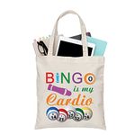 BDPWSS Bingo Tote Bag For Women Bingo Lover Travel Pouch Bingo Gambler Gift Bingo Is My Cardio Lucky Bingo Gambling Bag (bingo cardio TGCA)