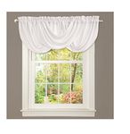 Lush Decor Lucia Elegant Waterfall Valance for Living Room Kitchen, and Bedroom, Soft Polyester Window Curtain, Single -White (42" W x 18" L)