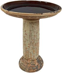 Sunnydaze Toulon Outdoor Ceramic Bird Bath - 24.5" H - UV- and Frost-Resistant - Glazed Bowl - Brown Lava Finish