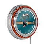 Trademark Gameroom NHL Chrome Double Rung Neon Clock-San Jose Sharks