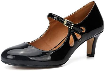 MAIERNISI JESSI Unisex Men's Women's Round Toe Mary Jane Kitten Heel Hollow Out Pumps Black Size: 15 Women/13.5 Men