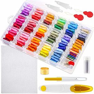 Paxcoo 146 Pcs Embroidery Floss with Organization Box Including 108 Colors Cross Stitch Thread Friendship Bracelet String and 38 Pcs Cross Stitch Tool Kit for Friendship Bracelet String Making