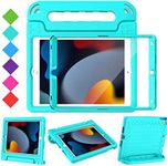 Surom Kids Case with Screen Protector for iPad 10.2 Inch 2021/2020/2019 (9th/8th/7th Generation), Shockproof Convertible Handle Stand iPad 10.2 9th/8th/7th Generation Case for Kids, Turquoise