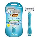 BIC EasyRinse Sensitive Anti-Clogging Men's Disposable Razors, Clinically Proven for Sensitive Skin, Shaving Razors With 4 Blades, 2 Count