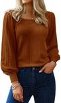 Zeagoo Cute Sweaters for Women Fall Pullover Sweater Long Sleeve Knit Tunic Tops Brown, M