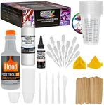 U.S. Art Supply - 1 Quart Floetrol Additive Pouring Supply Paint Medium Deluxe Kit for Mixing, Epoxy, Resin - Silicone Oil,1 and 10 Ounce Plastic Cups, Mini Painting Stands, Sticks, Pallete Knifes