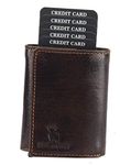 HIDE & SKIN Anti-Theft Top Grain Leather RFID Card Holder Cum Minimalist Wallet for Men's and Women's Brown