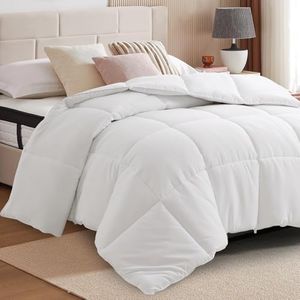 Wichvens Comforter Quilt Duvet Insert, All-Season Down Alternative Comforter with Corner Tabs, Soft Microfiber Box Stitched Blanket for Kids, Teens, or Adults - White - Double(180 * 210cm)