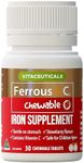 Vitaceuticals Ferrous + C Chewable Iron Supplement 30 Tablets, Vegan & Gluten Free, Safe for Children 4yrs+