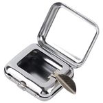 AYNKH 1 Pcs Pocket Ashtray, Portable Mini Metal Ashtray Square Cigarette Ash Tray Detachable Container with Lid for Business Man Outdoor Travel