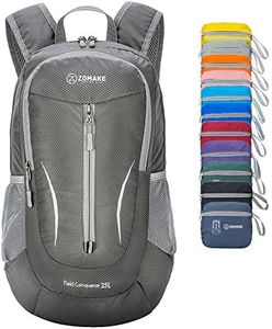 ZOMAKE Zaino Pieghevole Ultraleggero - Zaini Ripiegabile Zainetto Piccolo 25L,Packable Backpack Da Trekking Per Donna Uomo Viaggio Campeggio Città Sportivo(Grigio Scuro)