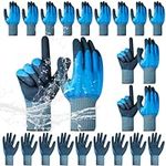 12 Pairs Waterproof Gardening Gloves for Women & Men, Double Latex Coated Work Gloves for Garden Yard Outdoor Work, XL Size