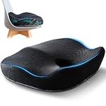 Seat Cushion - Non-Slip Orthopedic Gel & Memory Foam Coccyx Cushion for Tailbone Pain - Office Chair Car Seat Cushion - Sciatica & Back Pain Relief (Memory Foam, Black)