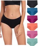 wirarpa Women's Cotton Underwear Mid Rise Hipster Full Coverage Panties Black, Blue, Purple, Orange, Pink, Green Medium