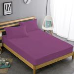 Casabella Brushed Microfiber Single Fitted Sheets Purple, Soft, Lightweight Deep Fitted Sheet Single Bed 12"/25 cm, Wrinkle & Fade Resistant Single bed sheets Fitted
