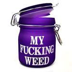 TMI Stash Jars Airtight Glass Herb Jar Medium 3.75'' Tall (Purple Frosted/My Fing WE)