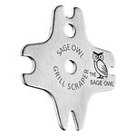 The Sage Owl The Grate Grill Scraper - Stainless Steel Barbecue Tool - Safe, Effective Cleaner Of Grills (Charcoal, Gas, Infrared, Pellet), Smokers And Ovens - Stocking Stuffers S4420