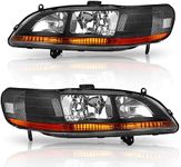 DWVO Headlights Assembly Compatible with 98-02 1998 1999 2000 2001 2002 Accord Headlamp Black Housing