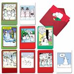 NobleWorks Variety Pack of 20 Funny Christmas Greeting Cards Box with Envelopes, Snowmen Humor Holiday Assortment for Men and Women (10 Designs, 2 Each) - Let it Snowman AC7142XSG-B2x10