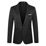 Mens Blazer Casual Suit Formal Jackets Slim Fit One Button Sports Coats Solid 2023 Classic Trendy Business Suit Coat for Men, Black, Medium