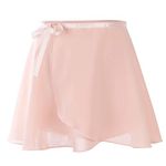 Soudittur Girl Ballet Skirts Chiffon Dance Wrap Skirts with Waist Tie for Toddler Girls Women (Pink, L: Height 63-69")