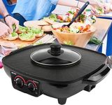 MUGATH Double Layer Korean Barbecue Hot Pot, Integrated Cooker Pot, Electric Hot Pot Electric Barbecue Electric Baking Pan, Electric Grill Hot Pot 2 in 1 Smokeless Split Shabu Shabu BBQ Pot