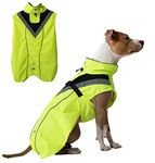 DOGOPAL Dog Raincoat - Waterproof, Lightweight Jacket for Small, Medium, and Large Dogs with High Visibility Reflective Straps and Harness Hole (Yellow, L)