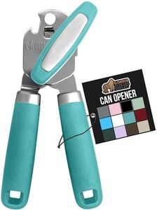 The Original GORILLA GRIP Heavy Duty Stainless Steel Smooth Edge Manual Can Opener and Bottle Openers, Soft Ergonomic Handle, Oversized Handheld Easy Turn Knob, Multifunctional Kitchen Tool, Turquoise