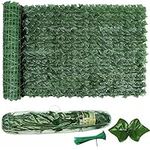 Artificial Ivy Privacy Fence 3m x 1m, Fence screening UV Protected Artificial Hedge roll Screen and Fence roll with Faux Vine Leaf Decoration for Outdoor Garden Decor with 50 Green Cable Ties