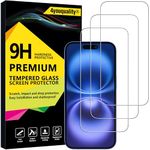 4youquality [3-Pack Screen Protector for iPhone 16 (6.1-Inch), Tempered Glass Film, [LifetimeSupport][Impact-Protection][Anti-Shatter][Anti-Scratch]