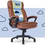 Serta Fairbanks Big & Tall Executive Office Chair, Ergonomic Comfy High-Back ComputerChairs with Lumbar Support, Semi-Plush Seat Cushion, Padded Armrests, Nylon Swivel Base, Bonded Leather, Cognac