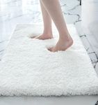 Disolla Bathroom Rug Mat, Extra Soft and Absorbent Microfiber Bath Rugs, Non-Slip Plush Shaggy Bath Carpet,17x24,White