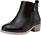 Jeossy Women's Leather Ankle Boots, Fashion Booties, 905L - Black, Size 6.5 US - with Zipper for Lady (DJY905L Black 06.5)