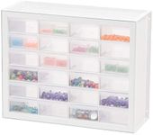 IRIS USA Screw Organizer, Hardware Storage Organizer, 24 Drawer Parts Cabinet, Plastic Drawer Storage for Hardware Crafts, Small Parts, Nuts and Bolts, Tool Storage, Scrapbook Art Hobby - White